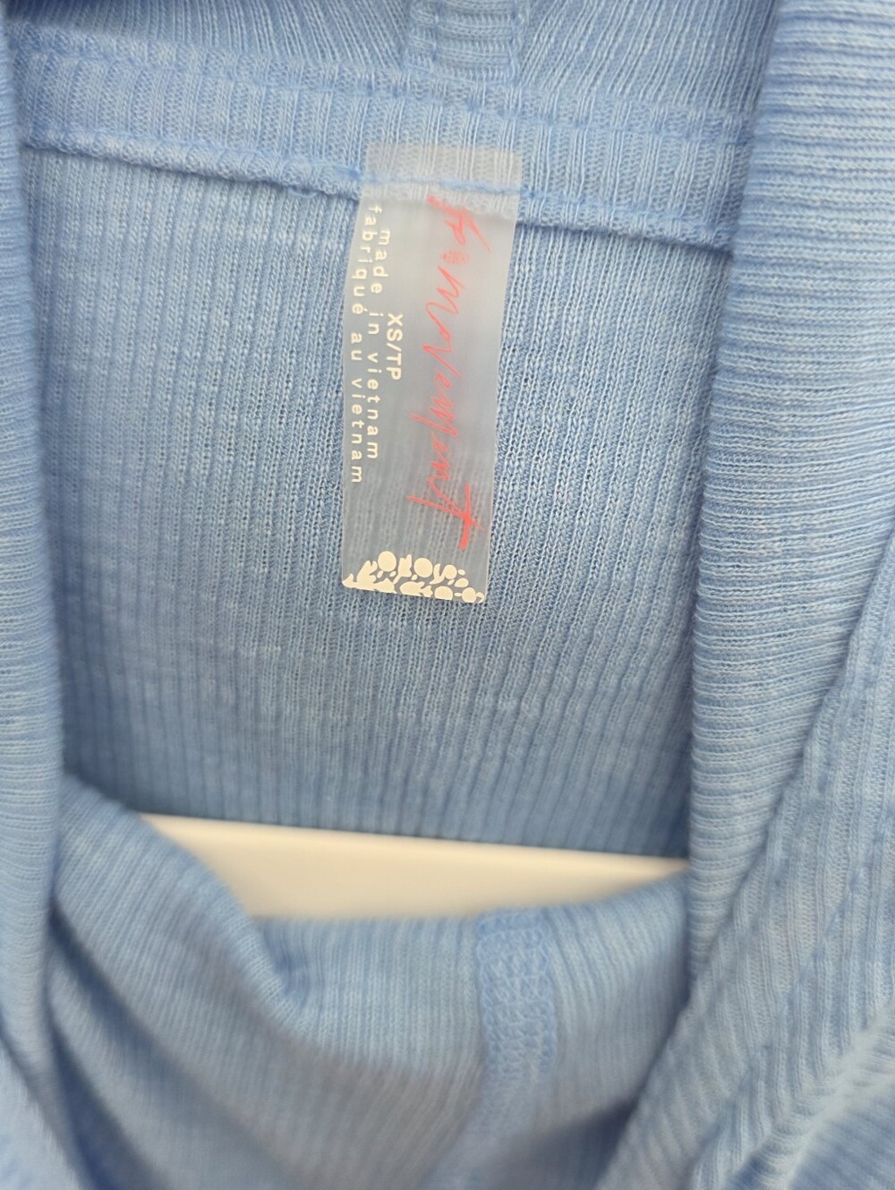 BNWT Free People Movement Breathe EasyRibbed Hooded Long Sleeve - Blue - Size Xs - Picture 3 of 5
